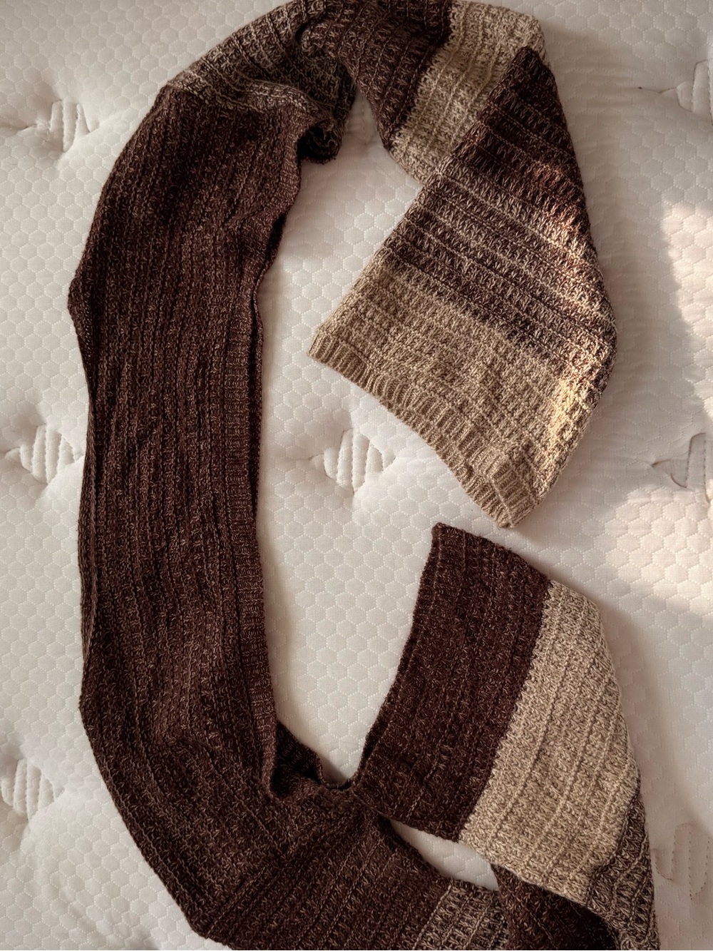 Cider Brown and Cream Striped Knit Throw - Picture 3 of 5